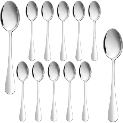 Obrázek produktu pro Sada 12 čajových lžiček, nerezová ocel, 14 cm, vysoce leštěná, vhodná do myčky