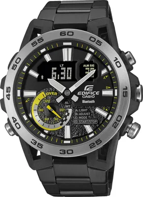 A close-up studio shot of a Casio Edifice Bluetooth men's watch.