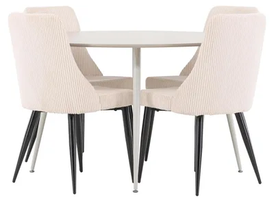 Produktbild von Plaza Essgruppe Esstisch beige 4 Stühle Samt beige.