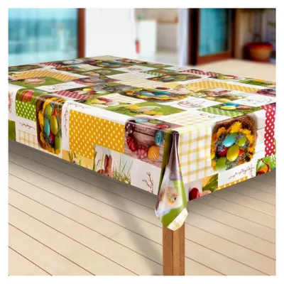 Produktbild von Wachstuch-Tischdecke Abwaschbar PVC Tischdecken Eckig Meterware, Muster: Ostern Eier Bunt, Größe: 100x140 cm