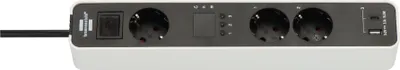 Produktbild von Brennenstuhl 1153230026, 1,5 m, Drinnen, Gerade, IP20, Schwarz, Weiß, 3 AC-Ausgänge