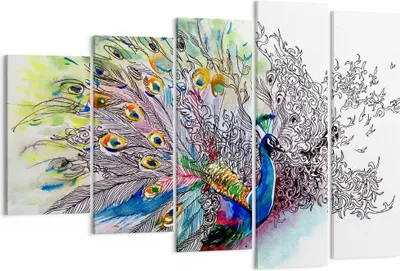 Produktbild von Bild auf Leinwand - Leinwandbild - Pfau Feder Farbe - 150x100cm - Wand Bild - Wanddeko - Leinwanddruck - Bilder - Kunstdruck - Wanddekoration - Leinwand bilder - Wandkunst - EG150x100-3556