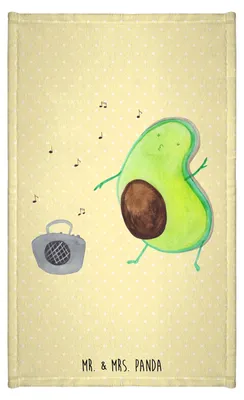 Produktbild von Mr. & Mrs. Panda Handtuch Avocado Tanzen - Gelb Pastell - Geschenk, Fröhlich, gäste wc, Frotteetuch, Musik, badezimmer, Singen, Gästetuch, Party, Klein