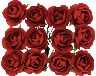 Produktbild von Glorex Röschen rot mit Draht 18mm 12 Stück