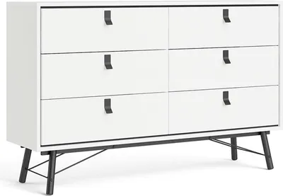 Image de Rye Commode large 6 tiroirs, blanc mat.