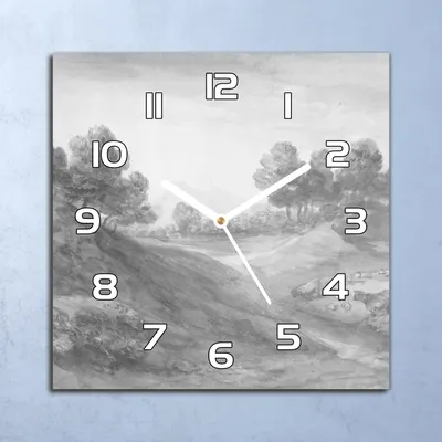 Produktbild von Deko Glasuhr Wanduhr 30x30 Landschaft Vintage Quarz Küchenuhr Bürouhr