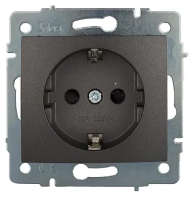 Image de Prise Fixe 2p+t à Encastrer Sans Cadre 16a 250v~ Graphite