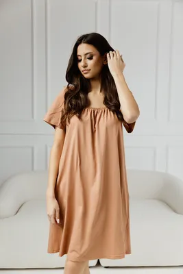 Produktbild von DOLCE SONNO Damen Nachthemd aus 100% Baumwolle – Parma Caramel M