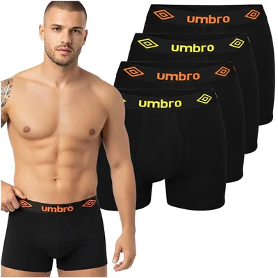 Productafbeelding van UMBRO Heren Boxershorts, 4-pack Katoenen Ondergoed, Zwart met Gekleurd Logo, Maat XXL