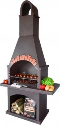 Produktbild von Casa Padrino Luxus Beton Gartengrill Braun / Orange 120 x 60 x H. 242 cm