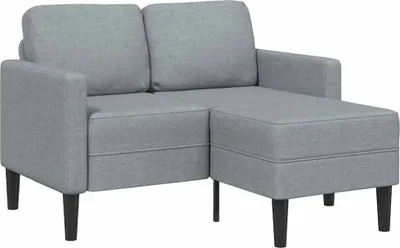 Image de Canapé 2 places avec méridienne en L gris clair 125 cm tissu