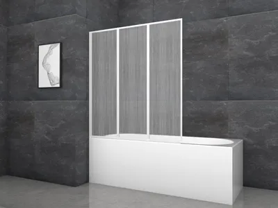 Produktbild von Badewannenfaltwand MARWELL Moon 120 x 130 x 5 cm - 3-teilig und faltbar - Duschabtrennung für Badewanne aus Kunststoff hochwertigem weißem Rahmen