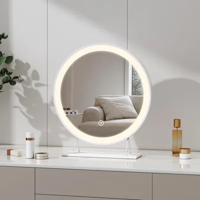 Produktbild von Meykoers Schminkspiegel mit dimmbar Beleuchtung Weiß Kosmetikspiegel mit LED Beleuchtung 3 Lichtfarben, LED Hollywood spiegel mit Touch, 40cm
