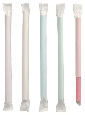 Produktbild von 600x BubbleTea Slush Papierhalme Ø12mm 20cm farbig sortiert einzeln gehüllt