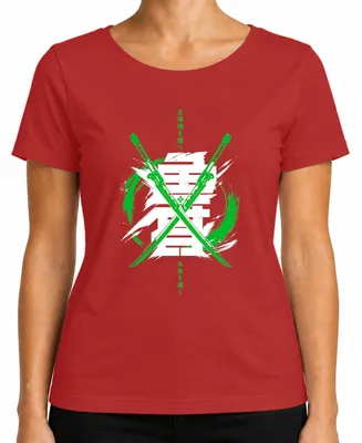 Imagen del producto de Camiseta para mujer con diseño de samurái cyberpunk, con temática japonesa, neón, estilo Y2K y para amantes del anime y la cultura otaku. Color: rojo. Talla: S