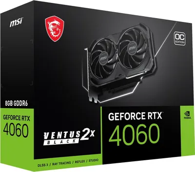 Immagine prodotto di GeForce RTX 4060 VENTUS 2X BLACK 8G OC NVIDIA 8 GB GDDR6 DLSS 3