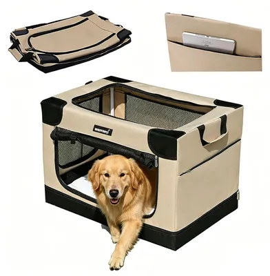Faltbare Hundebox mit Matte, 82x59x59 cm, für mittlere/große Hunde