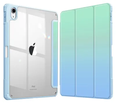 Produktbild von Fintie Hybrid Hülle für iPad (A16) 11 Generation 11 Zoll 2025, iPad 10 Generation 10.9 Zoll 2022 mit Stifthalter - Stoßfeste Schutzhülle mit transparenter Hartschale auf der Rückseite, Meeres Ombre