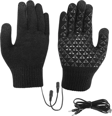 Produktbild von USB-beheizte Handschuhe, Winter-Handschuhwärmer, waschbar, Touchscreen, Strick-Laptop-Handschuhe, elektrische Heizhandschuhe für Studenten
