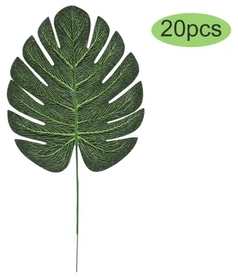 Produktbild von 20 Stück große künstliche Blätter, grüne Palmenblätter, Heim-, Party- und Hochzeitsdekoration (30 cm)