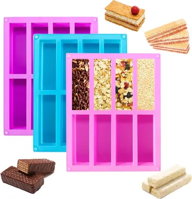 Produktbild von Silikonische Backform Rechteckig Energie-Reihe Set aus 3 Stück für Brot Brownie Cornbrot Kuchen und Pudding
