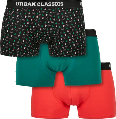 Produktbild von Urban Classics TB4503  Organic X-Mas Boxer Shorts 3-Pack, Größe:3XL, Farbe:nicolaus aop_treegreen_popred