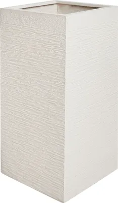 Produktbild von BELIANI Blumentopf Hellbeige Lehm-Mischung und Glasfaser 33 x 33 x 70 cm Quadratische Form Hoch Modern Garten Terrasse Balkonzubehör