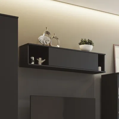 Obrázek produktu pro Nástěnná skříňka Dallas 135cm, horizontální nástěnná skříňka, skříňka (barva: černá)