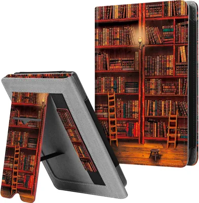Produktbild von Fintie Hülle kompatibel für Tolino Shine 3 2018 / Kobo Clara HD/Kobo Nia - Kickstand Schutzhülle mit Kartenfach Handschlaufe und Auto Sleep/Wake Funktion, die Bibliothek