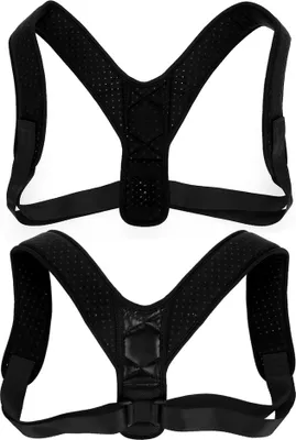 Produktbild von Back Posture Corrector for Men and Women Shoulder Support Belt with Adjustable Straps (Black)
