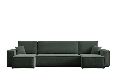 Produktbild von VENASI Wohnlandschaft mit Schlaffunktion Hugo U, Grün Cordstoff