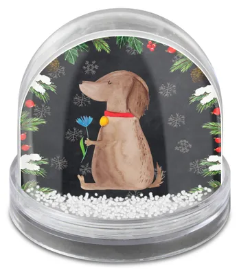 Produktbild von Mr. & Mrs. Panda Schneekugel Weihnachten Hund Blume - Kreidetafel - Geschenk, Sprüche, schnee kugel, Süß, Frauchen, dekoartikel, Haha, Winter-Schneekugel, Modern, Hunde