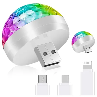 Zdjęcie produktu dla Dwie mini lampki dyskotekowe USB, RGB