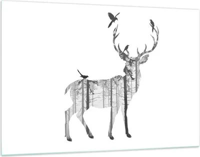 Produktbild von Bilder auf glas - Hirsch Herbst Wald Illustration - 120x80cm - Glasbilder - Wandbilder - Kunstdruck - zum Aufhängen bereit - Wanddekoration aus Glas - Glas Bilder - Wandbild auf Glas - GAA120x80-3159