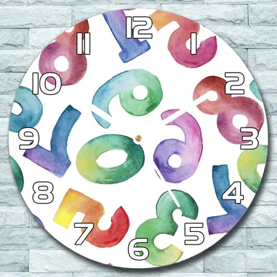 Produktbild von Wanduhr aus Glas Rund fi 30 Bunte Ziffern Quarz Deko Wohnzimmer Büro