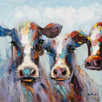Produktbild von ArtUniverse Leinwandbild Bunte Kühe II 60 x 60 cm