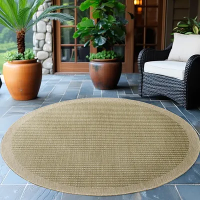 Productafbeelding van Ayyildiz Buiten- en terraskleden Green 120 cm rond Buitenkleed, effen, groen, kleed voor terras, balkon of keuken, met polypropyleen achterkant