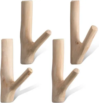 Zdjęcie produktu dla Zestaw drewnianych wieszaków ściennych w stylu rustykalnym, wykonanych ręcznie, o szerokości 2–3 cm