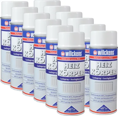 Produktbild von 12x Heizkörperlackspray weiß hochglänzend 400ml Heizung Lackspray Spraydose