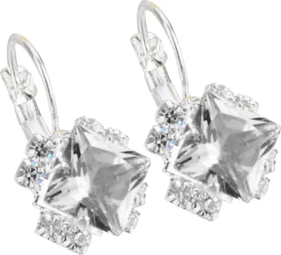 Produktbild von Damen-Ohrringe, modisch, glänzend, mit Strasssteinen, Verlobung, Hochzeit, Schmuck-Weiß