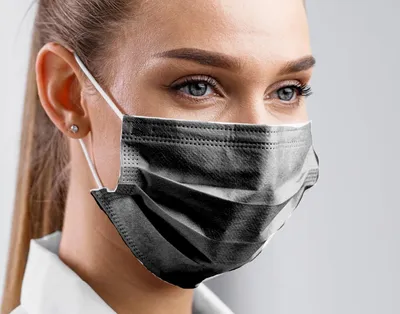 Produktbild von Type IIR Medizinische Mundschutz | OP Mundschutz | 50 Stück SCHWARZ