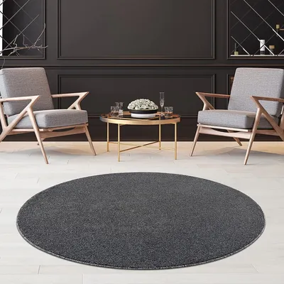 Image de Tapis de salon Unicolore, tapis uni pour le bureau, l'entrée et la cuisine - tapis à poils courts Taille : 160 x 160 cm, Gris