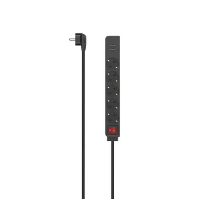 Produktbild von Hama 00223184, 1,4 m, Drinnen, Abgewinkelt, Schwarz, 5 AC-Ausgänge, 17 W