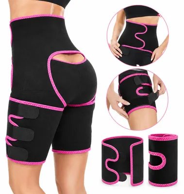 Produktbild von 3-in-1 Schwitzgürtel Taillentrainer, verstellbarer Neopren Bauchweg Gürtel mit Armformer, rutschfest für Fitness, Training und Sport