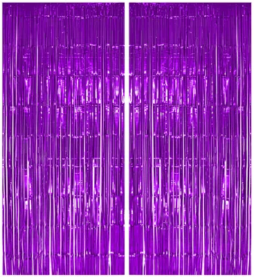 Produktbild von 2x Glänzender Lametta Vorhang Lila, 91 x 244 cm