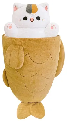 Productafbeelding van Pluche Kat en Vis Kussen 2-in-1 - 80 cm