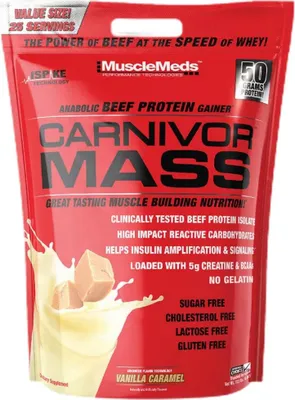 Image de MuscleMeds Carnivor Mass 4800-4850 g vanille-caramel / Gainers / Anabolisant beef gainer