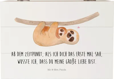 Produktbild von Mr. & Mrs. Panda Truhe Faultier Kind 22 x 15 cm - Weiß - Geschenk, fotobox, Kiste mit Deckel, Baby, Liebe, Kinder, Box, Geburt, schmuckkiste, Holzkiste