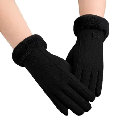 Produktbild von Handschuhe Damen Winter Fleece Gefüttert Thermo Winddicht Schwarz