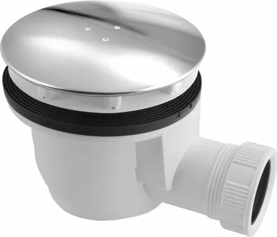 A product shot of a shower drain siphon.